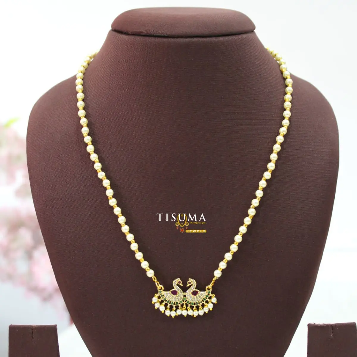 Pearl Mala with Peacock Kemp